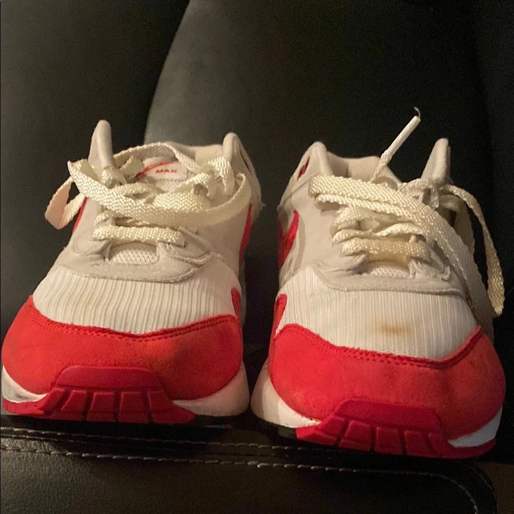 Nike AIR MAX!!! Red and White Sneakers Classic Design BX1 - Picture 8 of 13